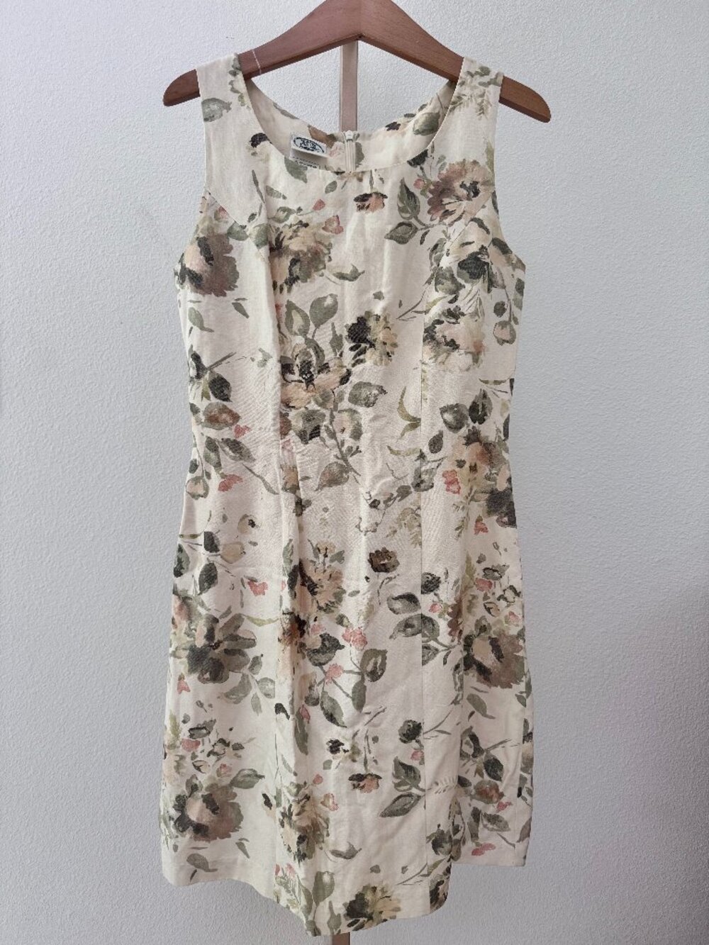 Vintage Laura Ashley Silk Linen Floral Sheath Dress Size 4